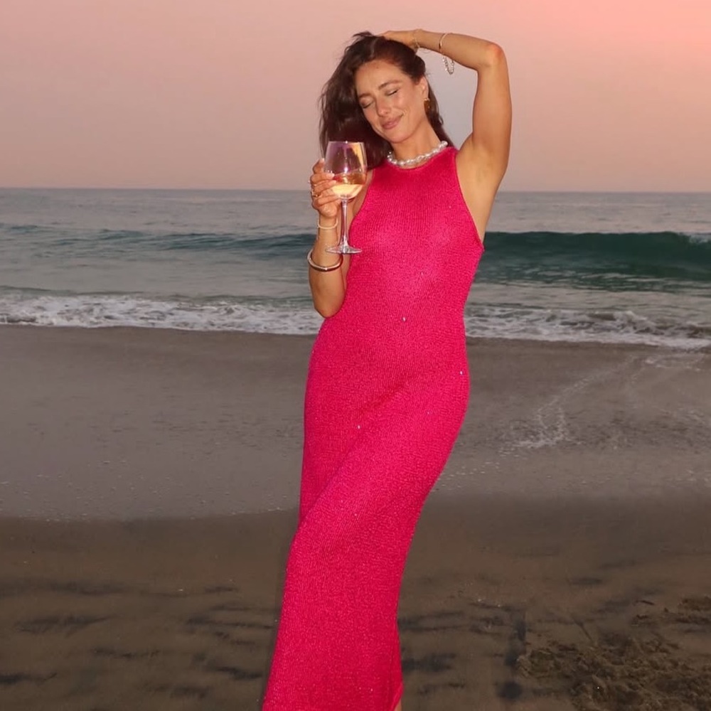 House of Harlow 1960 Vibrant Pink Knit Maxi Dress